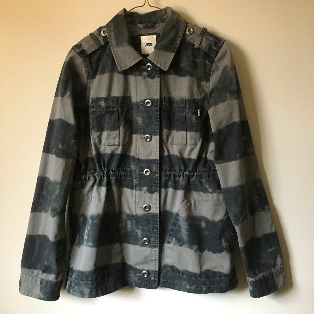 VINTAGE Vans Archival Cyber Grunge Acid Wash Stripe Utility Jacket M